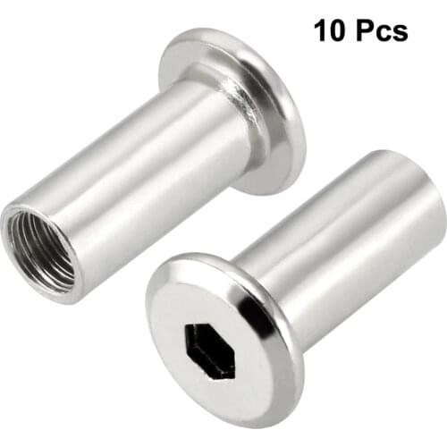 Uxcell 10pcs/lot M8x22 M8x20 M10x21 Iron Nickel Plated Rivet Hex Socket Head Insert Nut Screw Post Furniture Fittings Fastener
