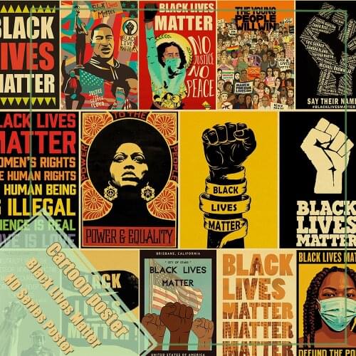 Vintage Black Lives Matter Poster Feminism Art Painting Kraft Paper Prints Wall Sticker for Home Room Bar Decoration