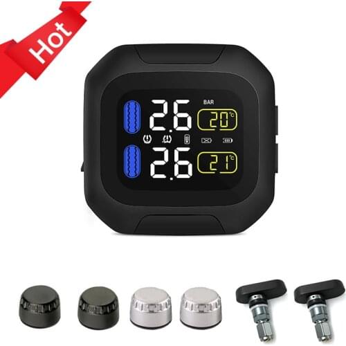 Waterproof M3 Motorcycle Real Time Tire Pressure Monitoring System TPMS Wireless LCD Display External Sensors