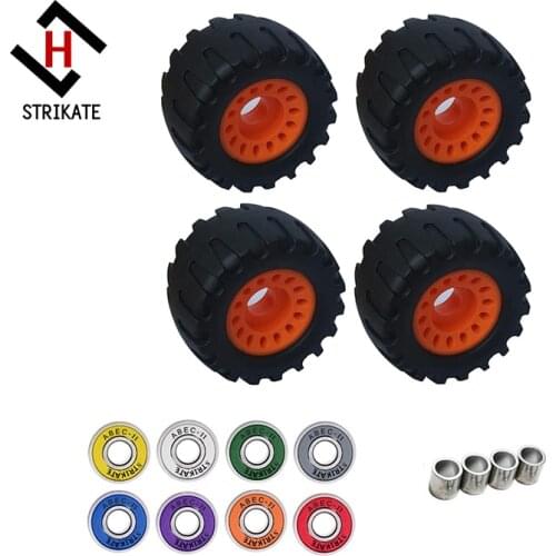 All Terrain Off Road Skateboard Longboard Wheels Set of 4 with Speed Bearing complete Rubber Wheels