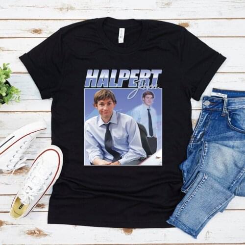 Jim Halpert Homage T-shirt The Office TV Show Retro 90s Vintage Funny Tees Unisex Summer Short Sleeved Harajuku Woman T shirts