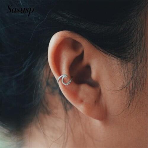 Sasusp Bohemian Wave Geometric Earrings Leaf Women Cute Cartilage Ear Cuff Earring Helix Jewelry Party Gifts Wholesale Earring