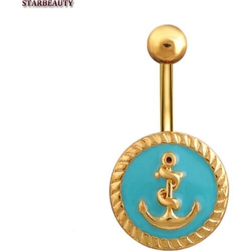 Golden Anchor Navel Piercing Punk Pirsing Ombligo, Sexy Ear Ring Belly Button Rings Body Piercing Nombril, Drop Glaze Pircing