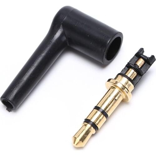 1/ 2pcs/Lot 3.5mm Stereo Headset Plug Jack 3 4 Pole 3.5 Gold Plated 90 Degrees Black Audio Plugs Jack Adaptor Connector