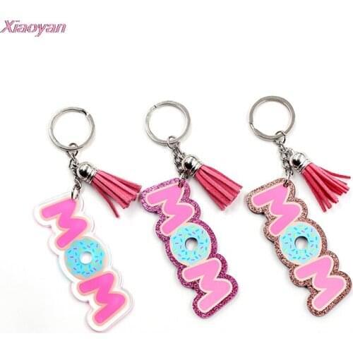 1piece) -Acrylic MOM Keychain, Women Gift Battery Glitter Acrylic Keychain