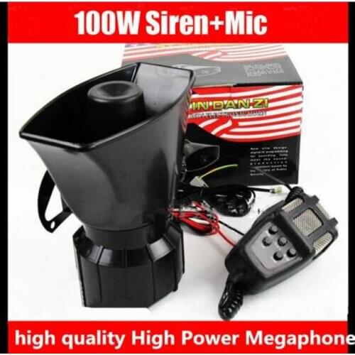 100W 12V Car Truck Alarm Police Fire Loud Speaker PA Siren Horn MIC System Kit