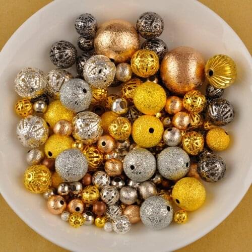 1000pcs Mix Metal Round Beads Ball Loose Spacer Beads For Jewelry Making DIY Bracelet Charms Jewelry Accessories