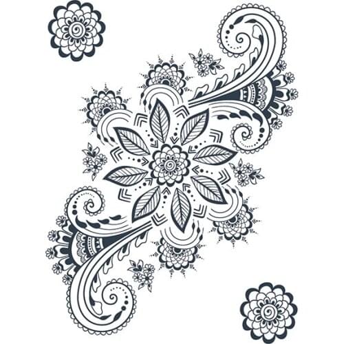110MM×80MM Retro Flower Imitation Indian Henna Tattoo Wrist Ankle Flower Silhouette Waterproof Tattoo Sticker