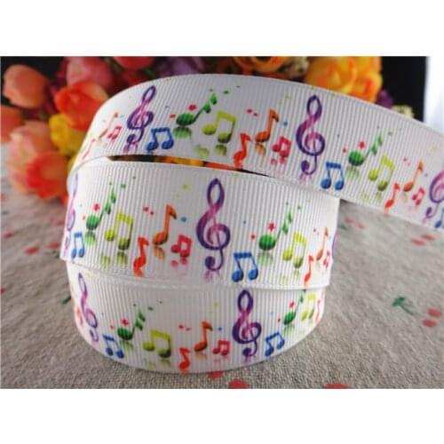 16053109, new arrival 7/8'' 22mm 50 yards musical note printed grosgrain ribbons cartoon ribbon handmade hair bows