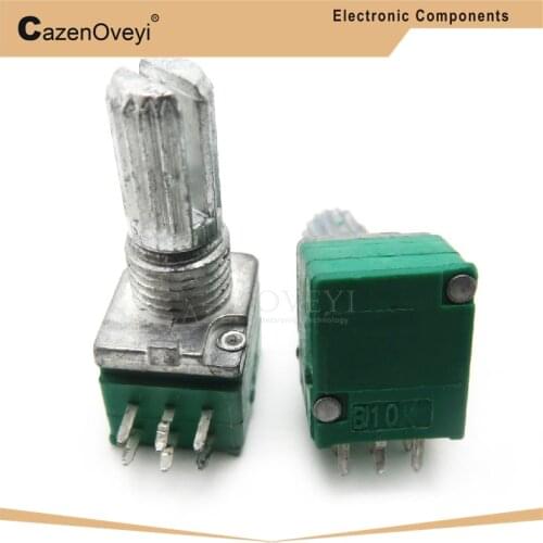 2pcs/lot RK097G 5K 10K 20K 50K 100K 500K B5K with a switch audio 6pin shaft 15mm amplifier sealing potentiometer In Stock