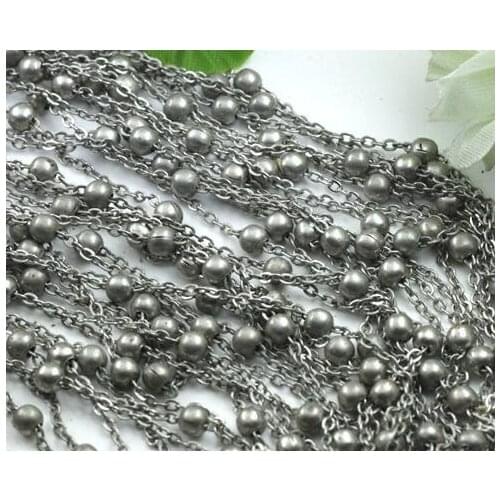 Free shipping!!!! 50m/lot Gunmetal black tone 4mm ball with chain findings