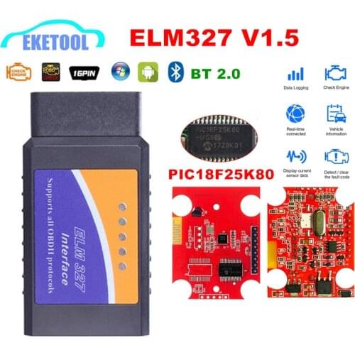 Best 100% V1.5 Hardware PIC18F25K80 ELM327 Bluetooth V1.5 Wireless Scanner Supports All OBD2 Protocols ELM 327 For Android