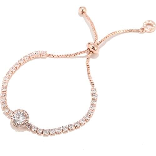 Womens round Bracelet Top Grade 3A zircon sliding button pull round cake Bracelet fashionable fashion jewelry
