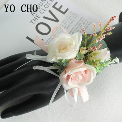 Wedding Groom Boutonniere Corsage Flower Bridesmaids Corsage Bracelets Wedding Flowers Accessories Prom Suit Corsage Decoration