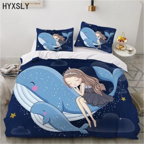Sea Animals Kids Bed Linen 3D Dolphin Duvet Cover Sets Pillow Shams Full Double Single Twin Queen King Size Cartoon Bedding Set