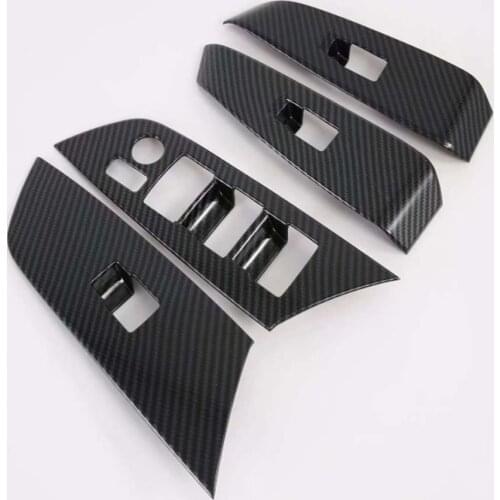 For Mazda 6 Atenza 2019 2020 Carbon Fiber Window Lift Switch Button Cover Trims Door Armrest Panel Frame Interior Accessories