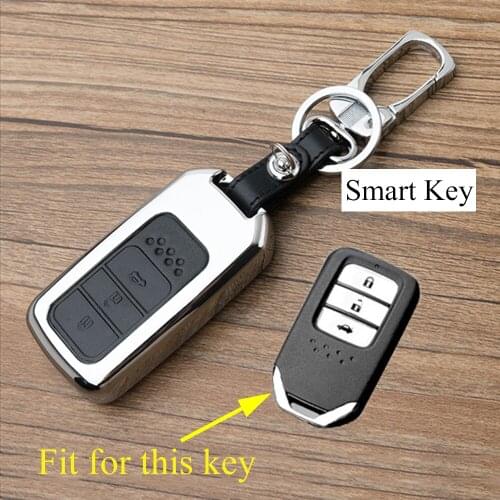 Key Box Bag Shell Holder Case King Cover Parts Fit For Honda Accord CR-V City Accessories Alloy Smart 3 Buttons Key Fob Chain