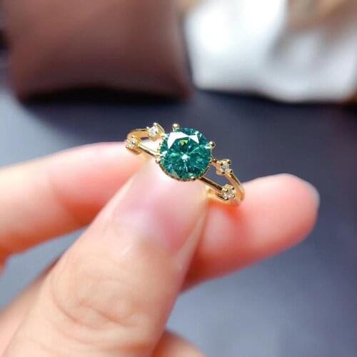 Crackling green moissanite ring for women jewelry engagement ring for wedding 925 silver ring golden color girl birthday gift