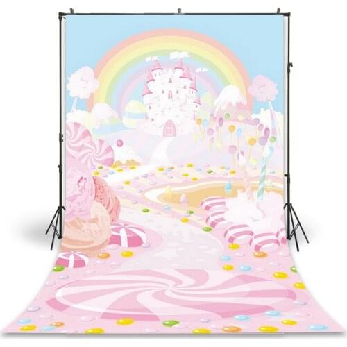 HUAYI Photography Backdrop Newborns Baby Child Photo Booth Background Cartoon Candy Fairy Tale Birthday Photo Backdrop D-8229