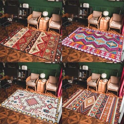 Cotton Linen Carpet Bohemian Style Rug Protective Floor Door Mat for Living Room Kitchen Carpets Home Decor Supplies 40*60cm/pc