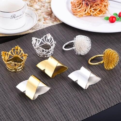 Metal Alloy Napkin Rings Gold And Silver Color For Table Decoration Table Napkin Rings Wholesale Metal Shiny Colour