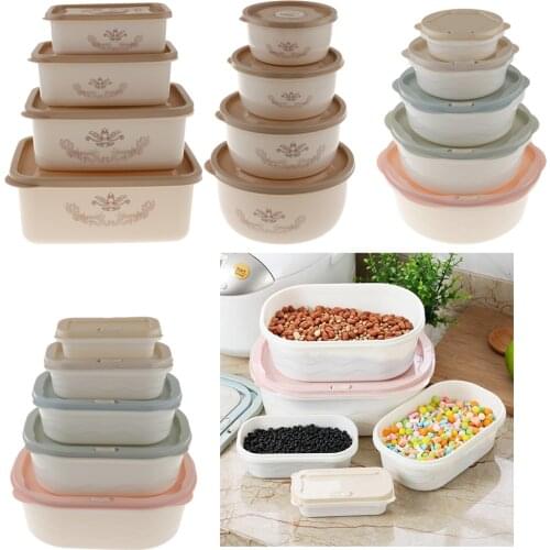 1 Set Food Storage Box Kitchen Crisper Fresh-keeping Storage Container Sealed Box for Kitchen Tools Food and Snacks