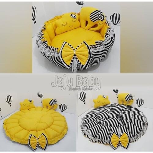 Jaju Baby Black Striped Play Mat Baby nest Play Mat Baby Nest, bedside, baby chaise lounge, portable baby bed, portable bed