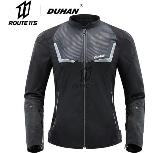 DUHAN Women Motorcycle Jacket Summer Breathable Mesh Moto Jacket Protective Gear Motorcycle Suit Motorbike Clothing Set Black