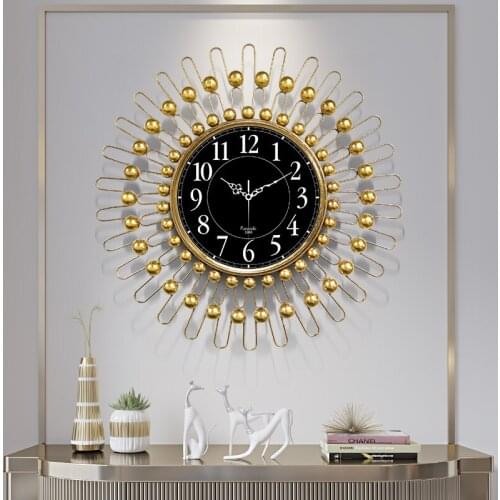 Fashion creative clock mute wrought iron bedroom living room wall decoration light luxury art wall clock