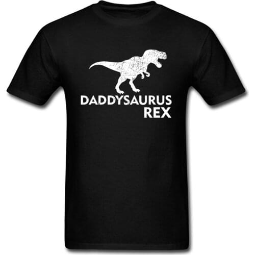 Mens Daddysaurus Rex Shirt Black T-shirt Dinosaur Graphic Clothing O Neck Cotton Tops Tees Men Hip Hop Tshirt Fitness