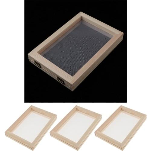 Wooden Paper Making Papermaking Mould Frame Screen Mesh Tool Kits for Paper Handcraft DIY Paper Craft, Set of 3Pcs