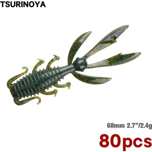 TSURINOYA 68mm 4 Bags Shrimp Soft Lure Set 2.7in 2.4g Light Game PIONEER Soft Worm Silicone Bass AJING Versatility Fishing Baits