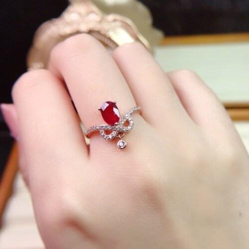 Elegant 925 Silver Ruby Ring for Wedding 5mm*7mm Natural Ruby Engagement Ring Solid Sterling Silver Ruby Jewelry