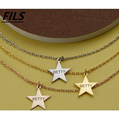 Stainless Steel Necklace For Women Man Lovers Pentagram Gold Silver Name Five-Pointed Star Pendant Necklace Personality Jewelry