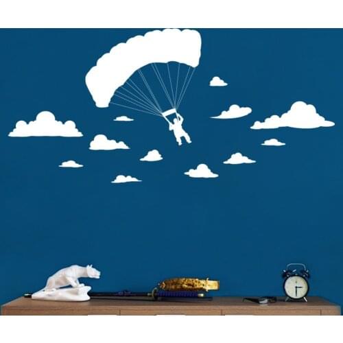 Paragliding Sports Clouds Wall Sticker Carved Wallpaper Living Room Bedroom Home Decoration Poster Parachute Vinyl Wall Decals