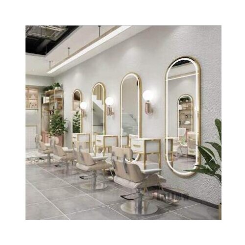 Barber shop mirror modern style hairdressing mirror European style hair salon special mirror wall hanging with light trendy hair