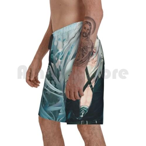Sephiroth Beach Shorts Men Beach Pants Swimwear Sefirot Sephiroth Power Evil Demon Sword Fantasy Game Final