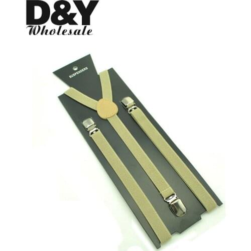 Braces 1.5cm Wide Khaki Suspender Unisex Clip-On Elastic Slim Y-Back Suspender For Trousers Pants Holder Gallus Adjustable Top