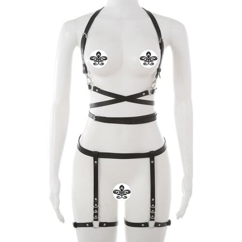Sexy Full Body Harness Bondage Lingerie Women Thigh Garter Belt Punk Harness Bra Goth Underwear Suspender Sex Accessories