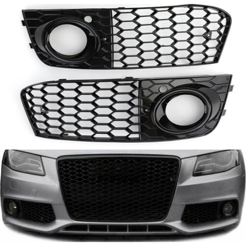 For Audi A4 B8 RS4 2009 2010 2011 2012 Honeycomb Mesh Fog Light Open Vent A4 Grille Intake Cover 8KD807682 Holder Grill Parts