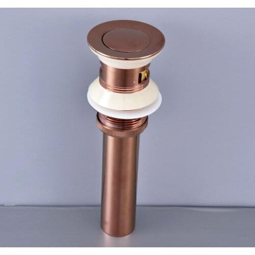 Luxury Rose Gold Brass Small Round Cap Pop Up Bathroom Sink Basin Waste / Drain With Overflow Bathroom Accessory msd077
