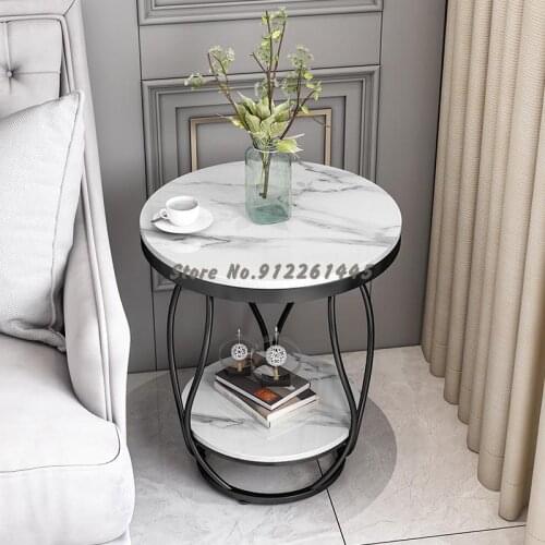 Light luxury corner table Nordic marble living room sofa side table balcony small round table bedside cabinet creative mini coff