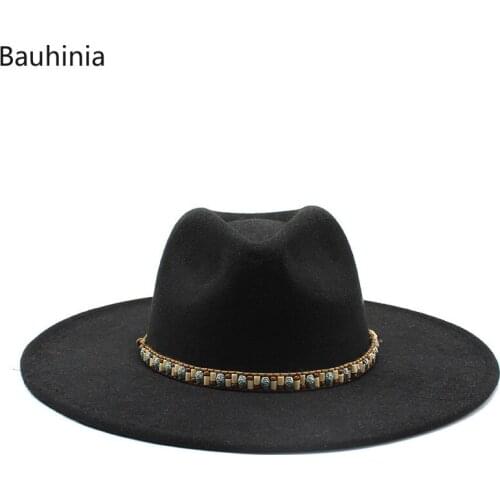 Panama Winter Autumn New Men Women Wool Vintage Gangster Trilby Felt Fedora Hat With Wide Brim Gentleman Elegant Jazz Caps