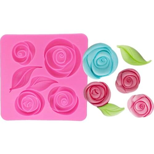 Rose Flower silicone mold fondant mold cake decorating tools Leaves chocolate gumpaste mold T1207