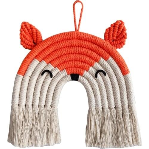 Nordic Hand-woven Macrame Tapestry Cotton Rope Animal Wall Hanging Pendant Kids Room Nursery Decoration Home Ornament