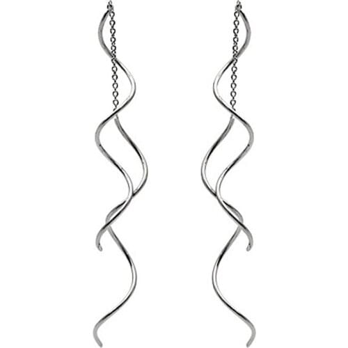 Fresh Style Exquisite 18 K Rose Gold Fiilled Threader Dangle Earrings Curve Twisted Shape Jewelry For Womens Gift