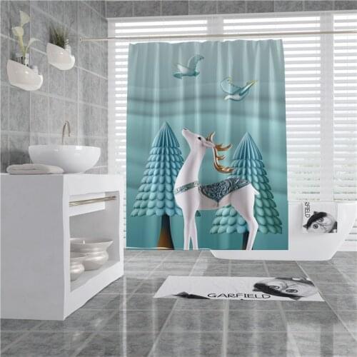 Cute Cat and Dog Bathroom Shower Curtain 3D Printed Animals Shower Curtains Bathroom Accessories Home Decorative Fabric Washable