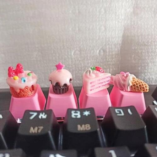 1Pc DIY Keycap Pink Cute Cake Ice Cream for mechanical keyboards R4 Height