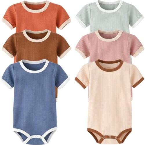 2021 Baby Clothing Newborn Infant Baby Girl Boy Clothes Cotton Bodysuit Summrt Short Sleeve Baby Jumpsuit Outfits