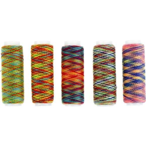 5pcs Rainbow Hand Machine Tool Stitching Sewing Thread Cord for Leather Caft